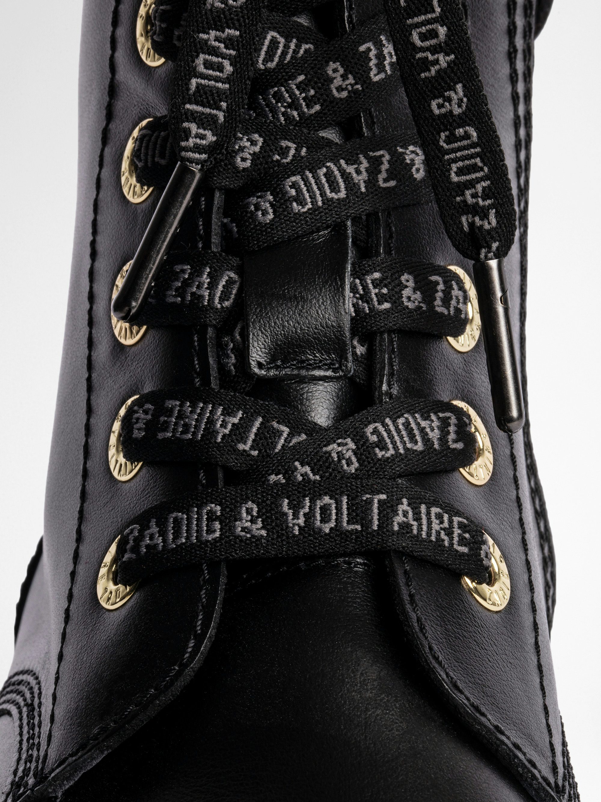 Joe Ankle Boots - Leather ranger boots with print and patch.